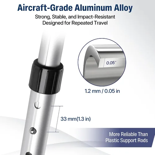 Vista 6 de Poste de soporte para bolsa de viaje de golf, brazo rígido telescópico de aleación de aluminio de 4 secciones, protector ligero de club de 1.2