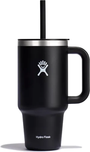 Vista 69 de Hydro Flask Vaso de Viaje con Asa, Tapa y Pajita - Acero Inoxidable Aislado en 24 Oz Aloe