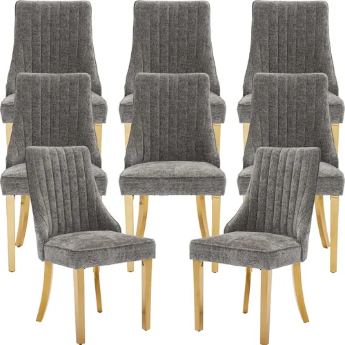 Vista 25 de Juego de 2 sillas de comedor modernas de mediados de siglo, tapizadas de tela beige, sillas de cocina y comedor, sillas de cocina con patas