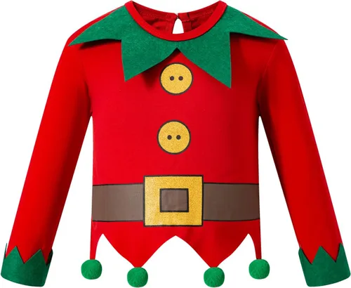 Vista 2 de Kewlent Disfraz de elfo de Papá Noel para niños pequeños