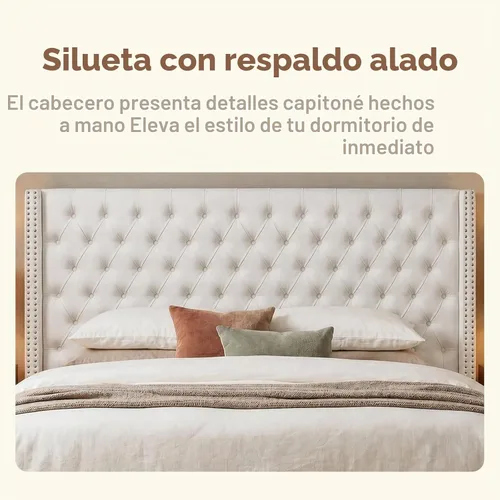 Vista 4 de Madison Park Cabecera tapizada Queen Wingback, con acolchado de esponja de alta densidad, cabecera de altura ajustable, fácil montaje, terciopelo