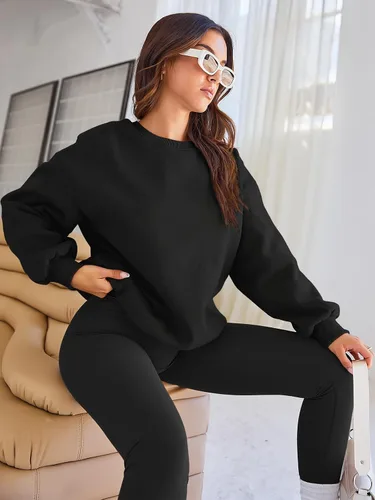 Vista 2 de EFAN Sudaderas de gran tamaño con cuello redondo Y2K recortadas sudaderas con capucha para otoño, moda 2025, adolescentes y niñas, lindo suéter