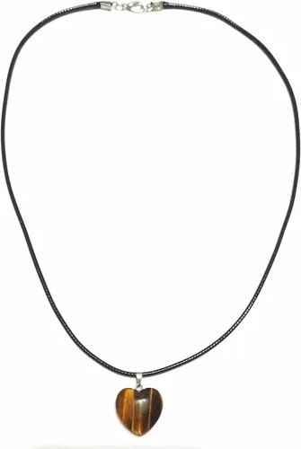 Vista 3 de ENAYY - Collar con piedra tallada en forma de corazón cristal de ojo de tigre