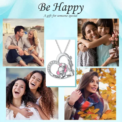 Vista 7 de Collar de plata de ley S925 para madre e hija, diseño de jirafa, panda, delfín, animal, joyería para mujeres y adultos