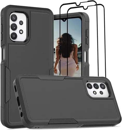 Vista 166 de Jeylly Compatible con Samsung Galaxy A22 5G Funda, Funda Samsung A22 5G con 2pcs protectores de pantalla de vidrio templado