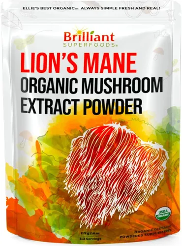 Vista 6 de Ellie's Best Suplemento orgánico de mezcla de extracto de polvo de 7 hongos, 114 porciones Cordyceps de doble extracción de alta potencia, Reishi