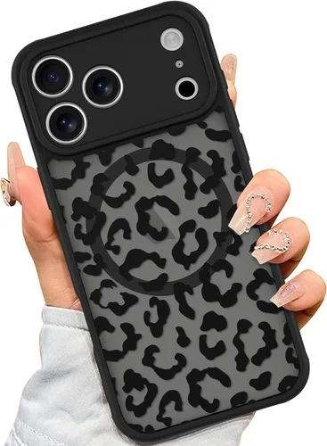 Vista 35 de AIGOMARA - Carcasa magnética para iPhone 11, diseño de leopardo negro