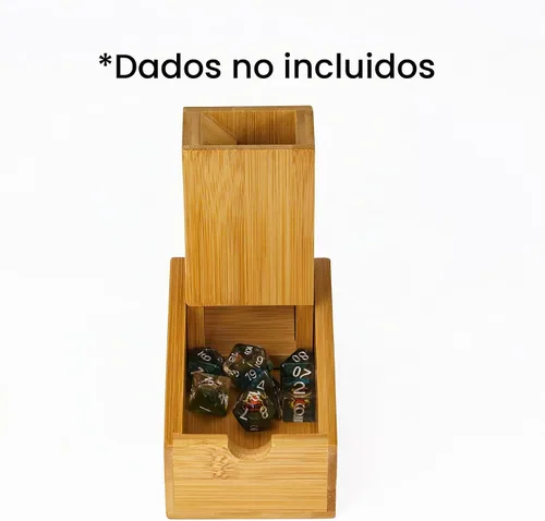 Vista 2 de Cusdie Torre de dados de bambú plegable de madera Die Roller Castillo Sin logotipo