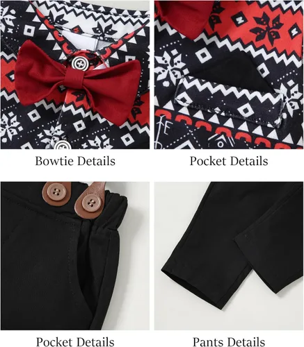 Vista 2 de WESIDOM Baby Boy Clothes Suit 0-18M Infant Tuxedo 4-Piece Baby Boy Formal Outfits Set Dress Shirt + Vest + Pants + Bowtie