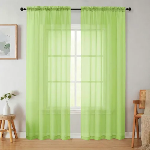 Vista 53 de 2 paneles de cortinas traslúcidas blancas para dormitorio, sala de estar, 96 pulgadas de largo, modernas, suaves, ligeras, con bolsillo para barra