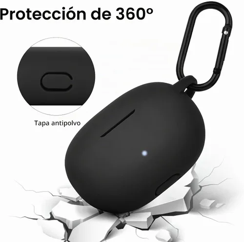 Vista 3 de Funda de silicona AIRSPO Compatible con Beats Studio Buds Case 2021 Funda protectora suave para auriculares inalámbricos Beats con llavero (Negro)