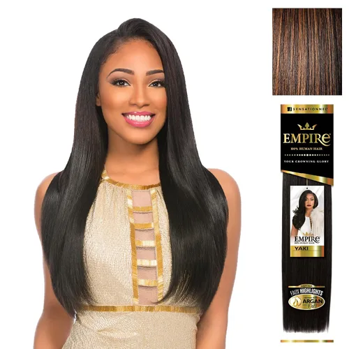 Vista 22 de Sensationnel - Cabello humano Empire Yaki, tejido sin enredos para un tejido rápido y estilo cosido para conseguir reflejos artificiales, paquete