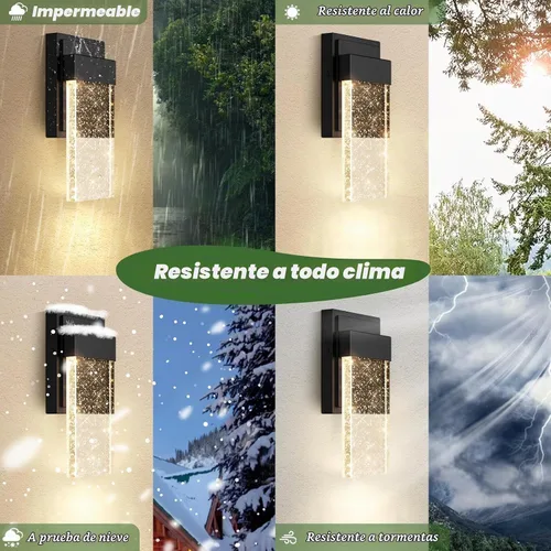 Vista 2 de BesLowe Lámparas de pared para exteriores con cristal de burbujas de cristal, apliques exteriores impermeables, faroles de pared LED, luces