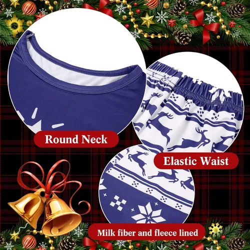 Vista 2 de Liitrsh Conjunto de pijama de Navidad a juego para la familia, pijamas de Navidad para adultos y niños, fiestas de vacaciones