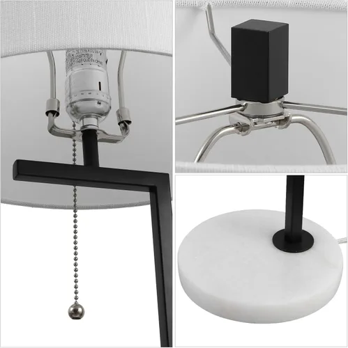 Vista 5 de JONATHAN Y Lámpara de mesa moderna de mármol negro de 24.5 pulgadas para dormitorio, lámpara de escritorio lineal para sala de estar, oficina