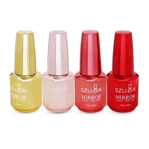 Vista 6 de Esmalte de uñas metálico, esmalte de uñas de medio espejo, efecto espejo, de larga duración, hermosa decoración de uñas brillante, secado rápido