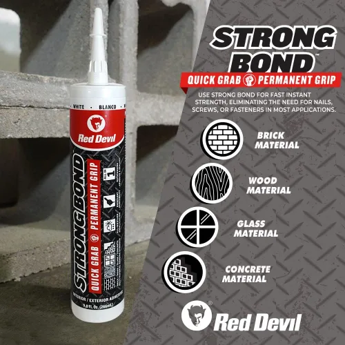 Vista 3 de Red Devil 0956 Strong Bond Hybrid Polymer Adhesivo y sellador de construcción, 9 onzas, blanco, 1 paquete