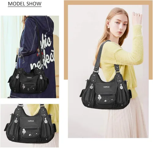 Vista 7 de Angel Barcelo Bolsos de cuero sintético para mujer, bolso de hombro, a la moda, bolsas para niñas