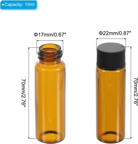 Vista 2 de PATIKIL Botella de almacenamiento multimedia de 0.5 fl oz, paquete de 50 botellas de vidrio con tapa de rosca de plástico para laboratorio en casa