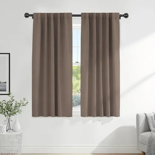Vista 46 de PONY DANCE Cortinas cortas con aislamiento térmico para ventana pequeña, para guardería, baño, cocina, lavandería, caravana, sótano, 29 pulgadas