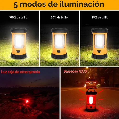 Vista 3 de CT CAPETRONIX Linterna de campamento, luz brillante de campamento de 3200 lúmenes, linterna LED recargable de 4600 mAh para cortes de energía, 5