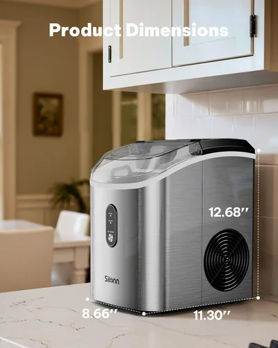 Vista 7 de Silonn Máquina de hielo de pepitas para encimera, máquina de hielo de pellets con función de autolimpieza, la máquina de hielo sónico produce 33