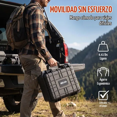 Vista 9 de MEIJIA - Funda rígida impermeable para cámara IP67 para todo tipo de clima, funda protectora rígida, con espuma personalizable, compatible con Negro