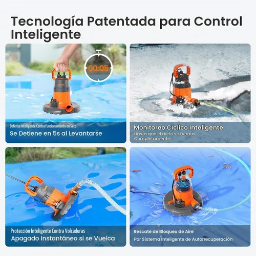 Vista 4 de Bomba automática inteligente para cubierta de piscina de agua, bomba sumergible que elimina el agua de las piscinas de invierno enterradas/sobre