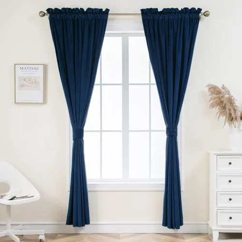 Vista 6 de PLEASANT BOULEVARD Cortinas de terciopelo 2 paneles Cortinas opacas pesadas con bolsillo para barra, cortinas de oscurecimiento con aislamiento