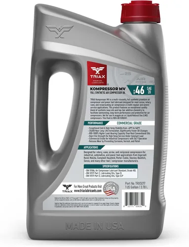 Vista 2 de TRIAX Kompressor MV 46 SAE 20, Aceite para Compresor de Aire Completamente Sintético, Multi-Vis para Rotativo, de Paletas, de Tornillo