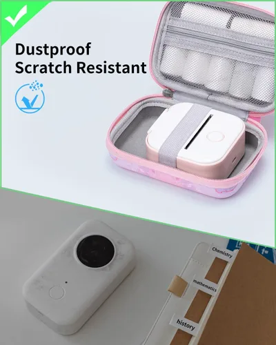 Vista 5 de Memoking T02 Estuche rígido de almacenamiento – Compatible con Phomemo D30, SUPVAN E10, NIIMBOT D11, JADENS D110 y más, con bolsillo de malla