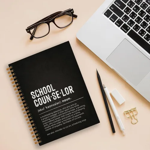 Vista 2 de Tizzer Cuaderno de espiral rayado de tapa dura con definición de consejero escolar para notas de trabajo, diario de 5.5 x 8.3 pulgadas, regalos