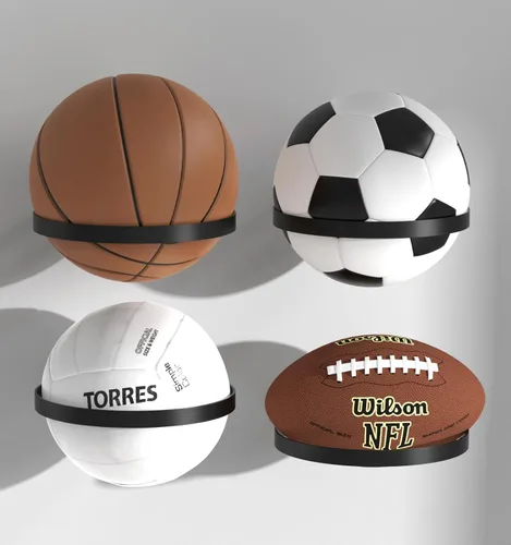 Vista 10 de Soporte de Pared para Baloncesto, Organizador de Exhibición y Almacenamiento de Pelotas para Baloncesto, Fútbol, Fútbol Americano, Voleibol