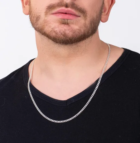 Vista 4 de Savlano Collar de plata de ley 925 de 0.138 in de cadena de eslabones cubanos para hombres y mujeres, fabricado en Italia, viene con una caja