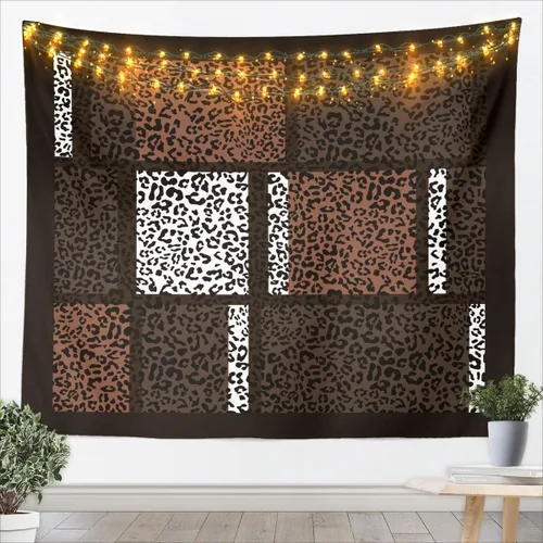 Vista 9 de Castle Fairy Tapiz con estampado de leopardo, guepardo africano, tapices para colgar en la pared de la habitación, piel de animal salvaje gris