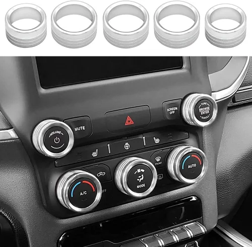 Vista 7 de Cubierta de perilla de radio de CA compatible con Dodge Ram 2019 2020 2021 aire acondicionado control de clima automático, interruptor