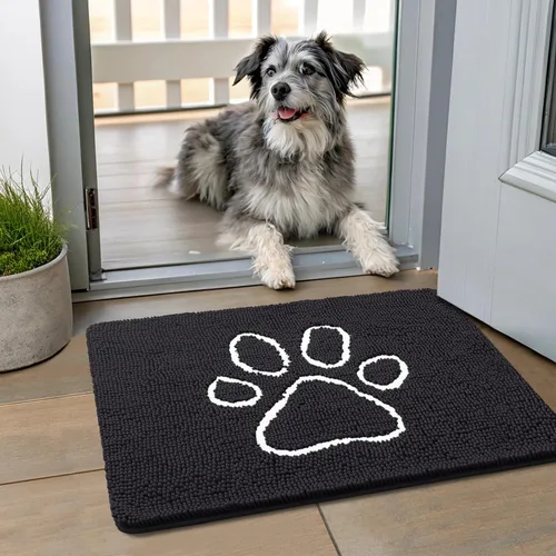 Vista 27 de Smiry Tapete para puerta de perro para patas fangosas, absorbente y Gris y negro