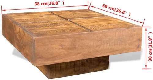Vista 2 de Mesa de centro mesa de Centro para salaMesa de centro cuadrada marrón Madera maciza de mangoAdecuado para dormitorios, salas de estar y comedores