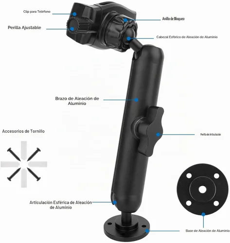 Vista 3 de Mippko Soporte de pared para camión, coche, barco, pared, escritorio, compatible con iPhone/Nexus/HTC/LG/Huawei/teléfonos inteligentes, ajuste