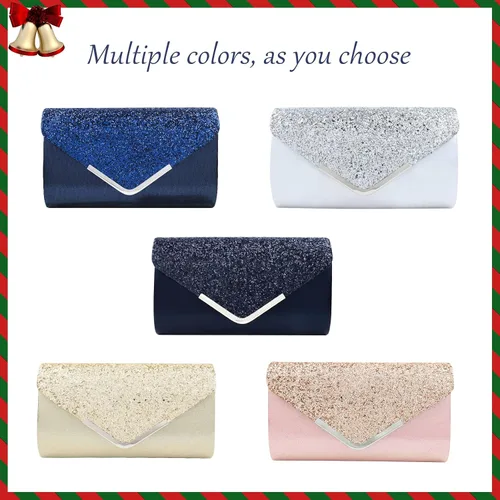 Vista 6 de Bolso de mano de noche con lentejuelas para mujer, brillante, para boda, graduación, fiesta, novia, para mujer