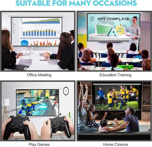 Vista 4 de DINAH Pantalla de proyector eléctrica de 72 pulgadas con control remoto, caída automática de aire para interiores, proyección motorizada 4K 3D HD