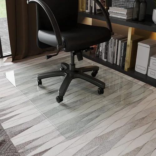 Vista 16 de GLSLAND Tapete de vidrio templado de 47 x 32 pulgadas para silla, protector de suelo resistente para alfombras y suelos duros, resistente a