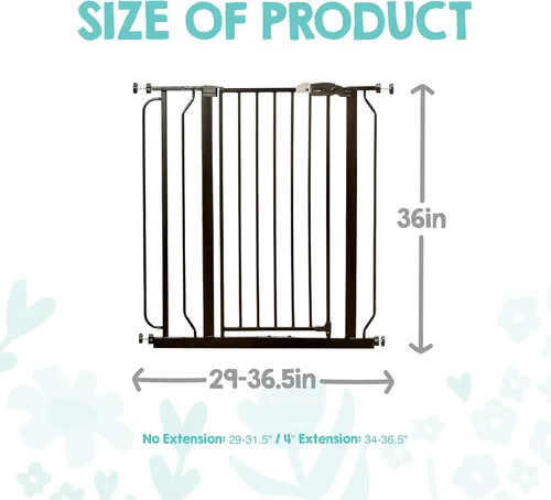 Vista 3 de Regalo Easy Step - Puerta para bebé extra alta con acceso, kit adicional, incluye kit de extensión de 4 pulgadas, kit de montaje a presión, ventosas