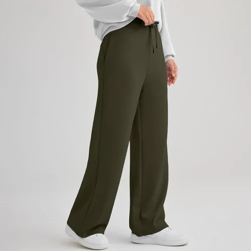 Vista 2 de Gumipy AirEssentials - Pantalones deportivos de pierna ancha para mujer, pantalones de pierna ancha para otoño, holgados, acampanados, cintura alta
