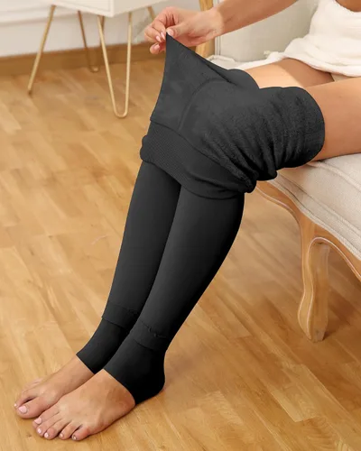 Vista 5 de ATHVOTAR - Leggings cálidos de invierno con forro de vellón para mujer, mallas gruesas de terciopelo térmico