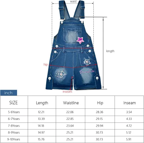 Vista 6 de Peacolate 4-11T Little & Big Girls Jumper Dress Casual Strap Denim Overalls