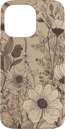 Vista 21 de Funda para iPhone 12 Pro Max Beige Tan Wildflower Floral Minimal Flower Boho