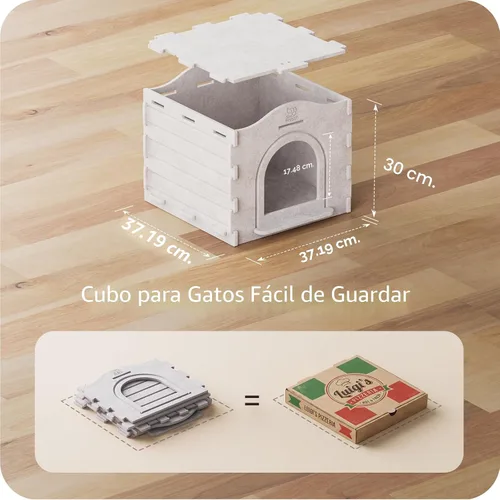 Vista 9 de Casas de interior para gatos de interior, cueva cubierta con aislamiento cálido para gatos de interior, fuerte capacidad resistente a los arañazos