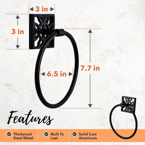 Vista 5 de Autumn Alley Toallero de baño, soporte para toallas de mano negro mate, soporte de pared moderno para baño y cocina, accesorios de baño negros