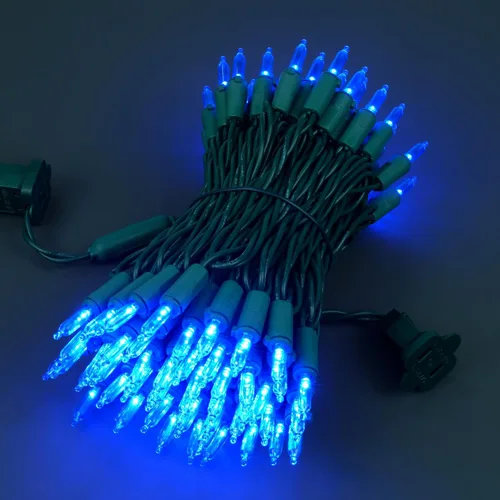 Vista 5 de Juego de luces de cadena navideñas azules de 200 unidades LED, 66 pies de cable verde, juego de luces festivas UL certificadas de grado comercial
